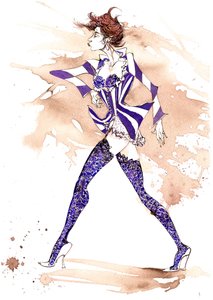Model in a stripy costume by Neale Osborne